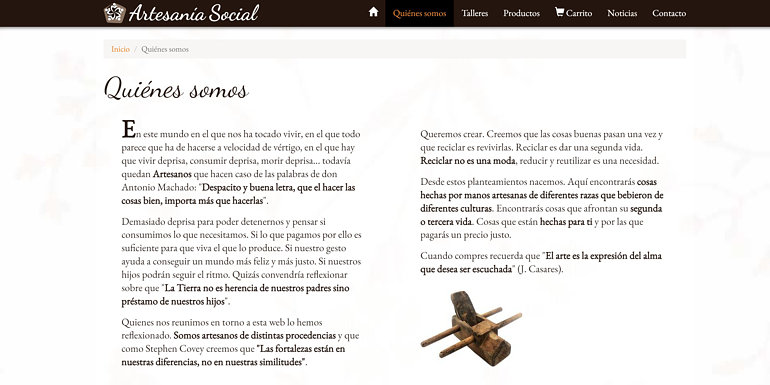 Artesania con fines sociales